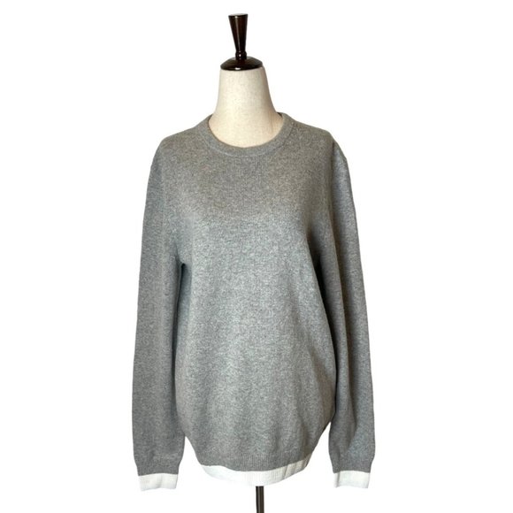 Reiss Sweaters - Reiss Gray And White Wool Cashmere Blend Crew Neck Pullover Sweater Size M